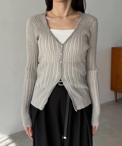 雙色羅紋設計 針織開衫