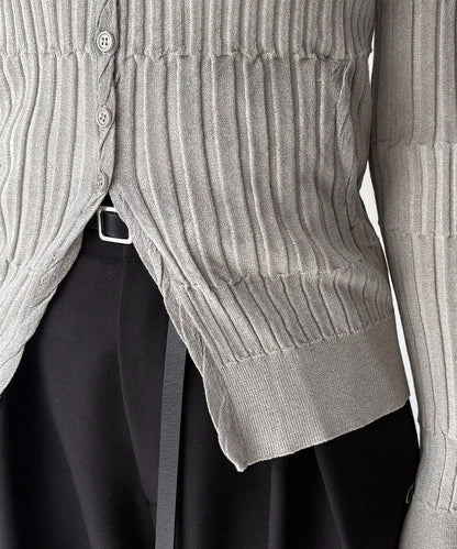 雙色羅紋設計 針織開衫