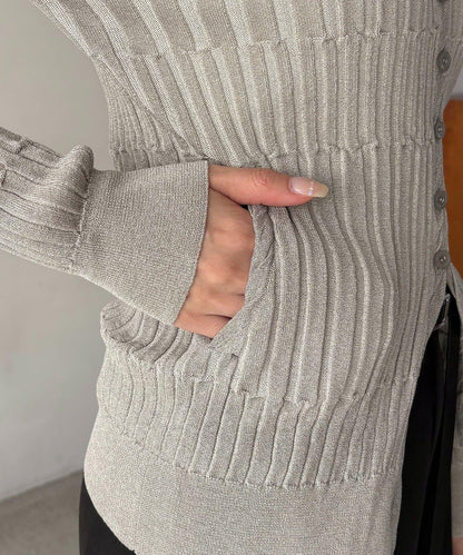 雙色羅紋設計 針織開衫