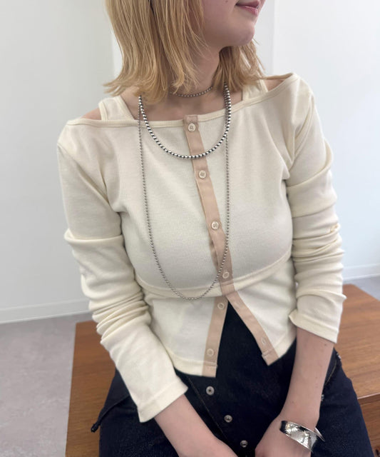 mystic 配色織帶羅紋T恤