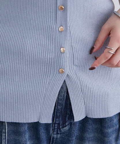 mystic 露肩設計 短袖針織上衣