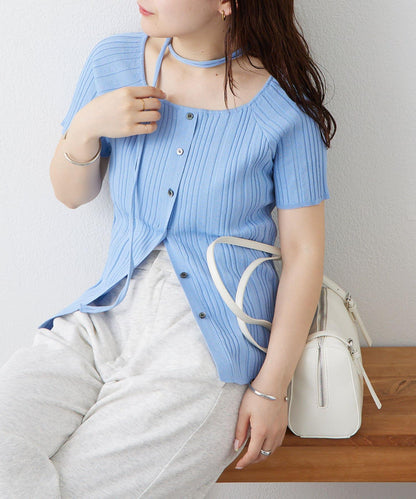 mystic 鏤空頸圈設計 羅紋針織 針織上衣