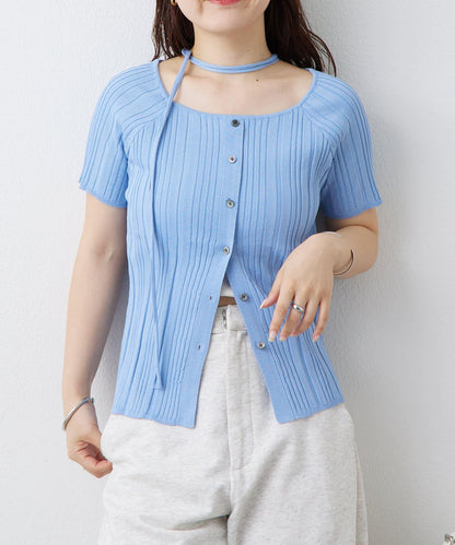 mystic 鏤空頸圈設計 羅紋針織 針織上衣