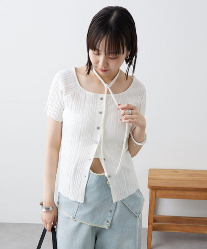 mystic 鏤空頸圈設計 羅紋針織 針織上衣