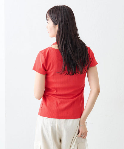 mystic 掛脖疊搭設計 法式袖 上衣