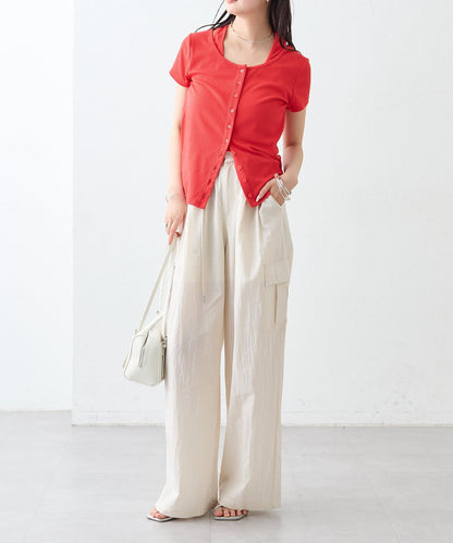 mystic 掛脖疊搭設計 法式袖 上衣