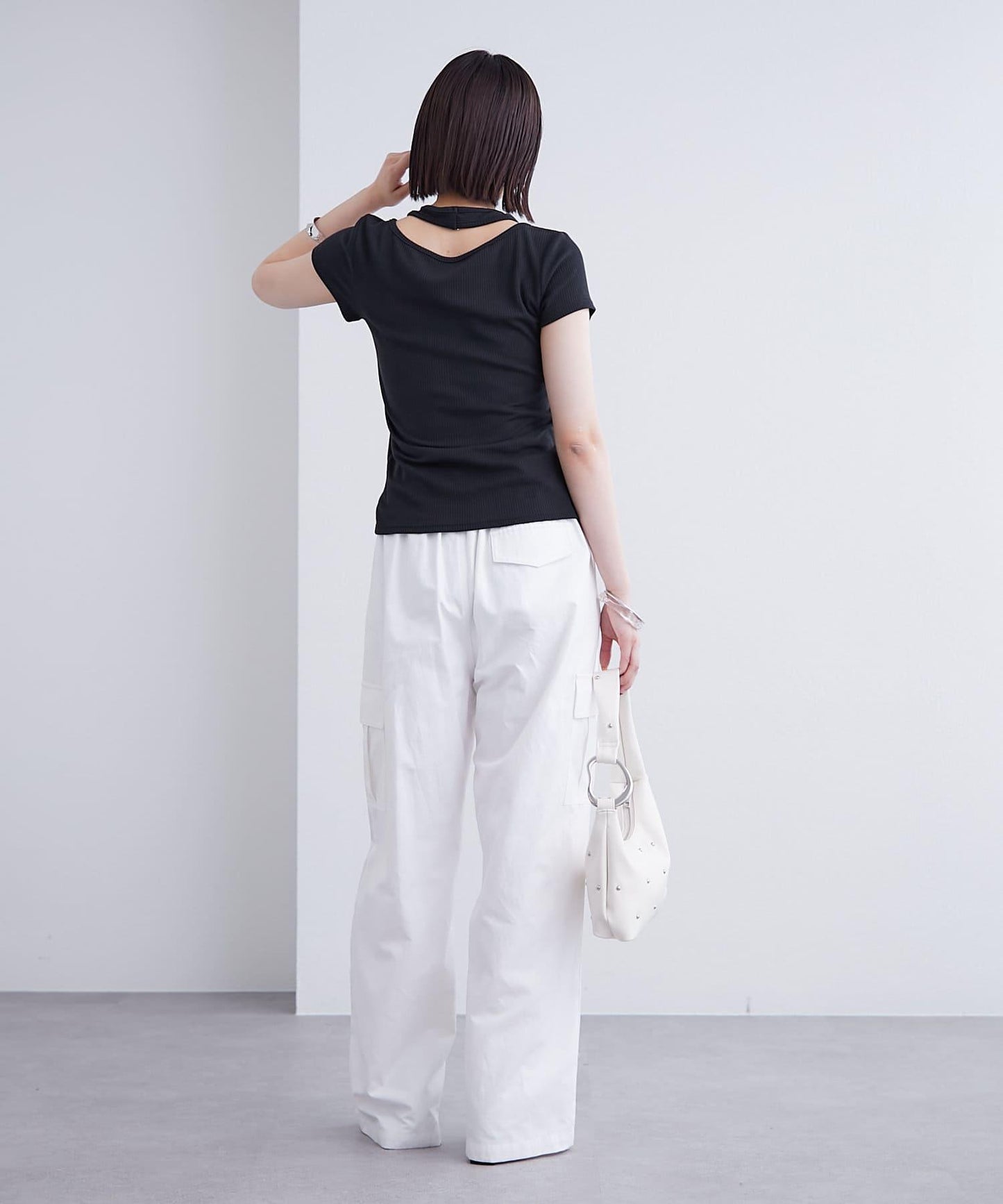 mystic 掛脖疊搭設計 法式袖 上衣