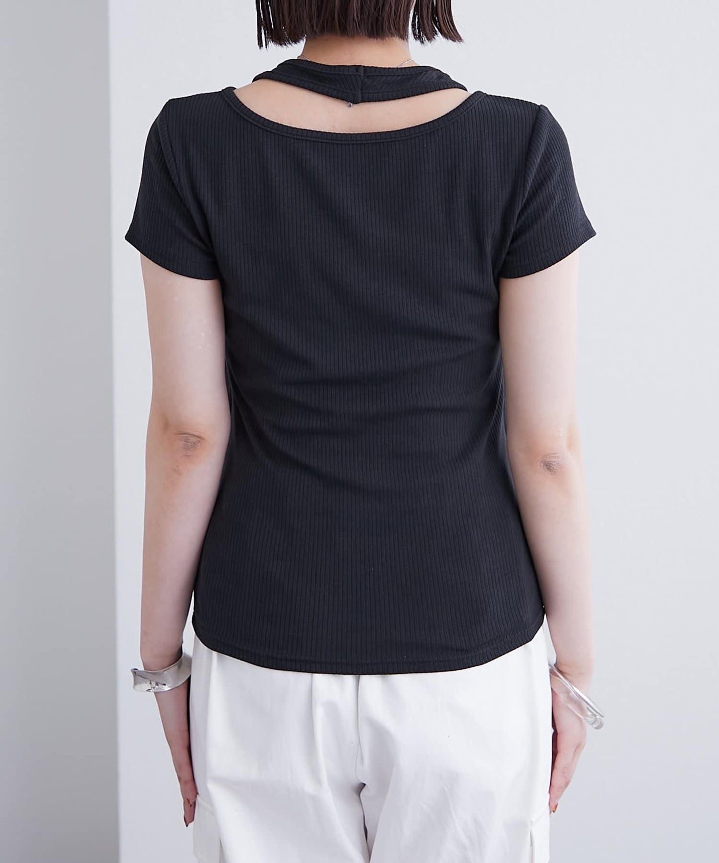 mystic 掛脖疊搭設計 法式袖 上衣