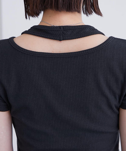 mystic 掛脖疊搭設計 法式袖 上衣