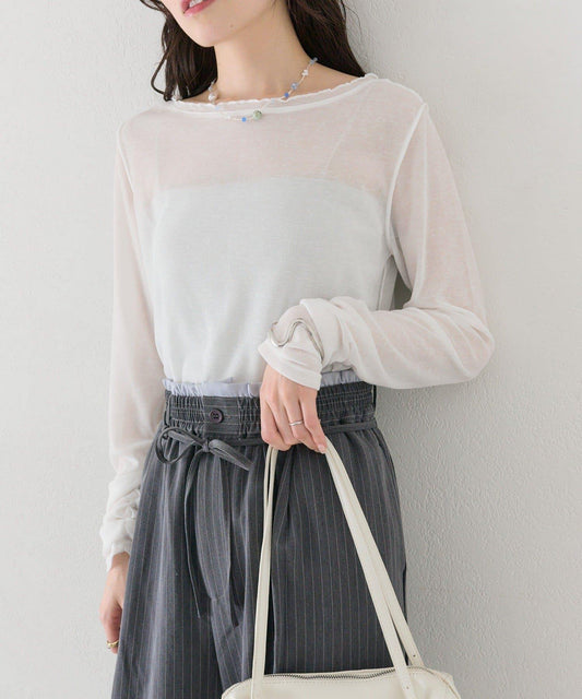 波點蕾絲吊帶長款上衣