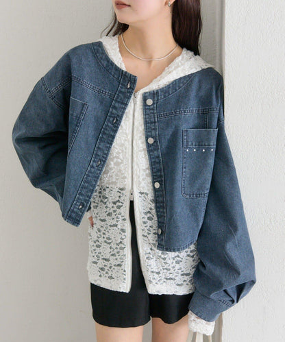 鉚釘設計 牛仔面料 襯衫夾克
