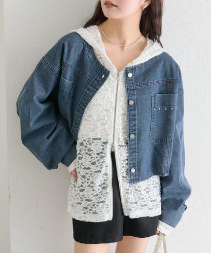 鉚釘設計 牛仔面料 襯衫夾克