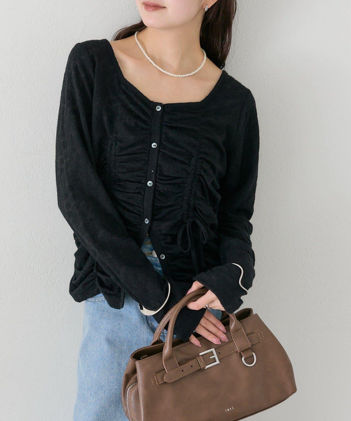 抽褶蕾絲 針織開衫