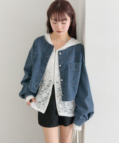 鉚釘設計 牛仔面料 襯衫夾克