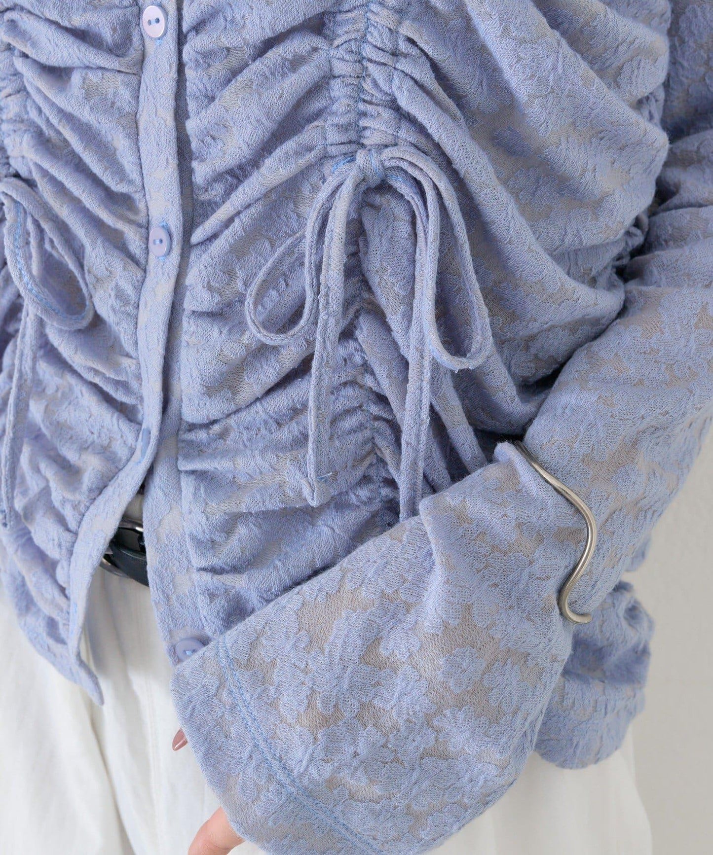 抽褶蕾絲 針織開衫