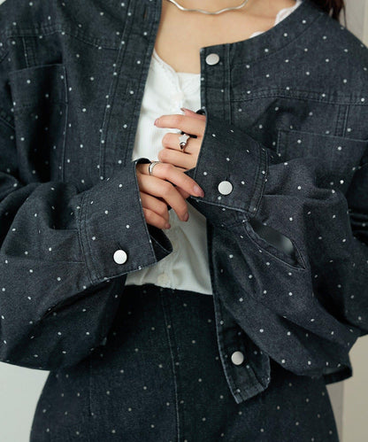 鉚釘設計 牛仔面料 襯衫夾克