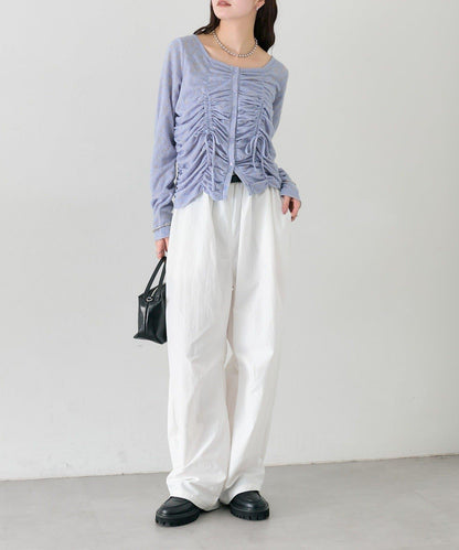 抽褶蕾絲 針織開衫