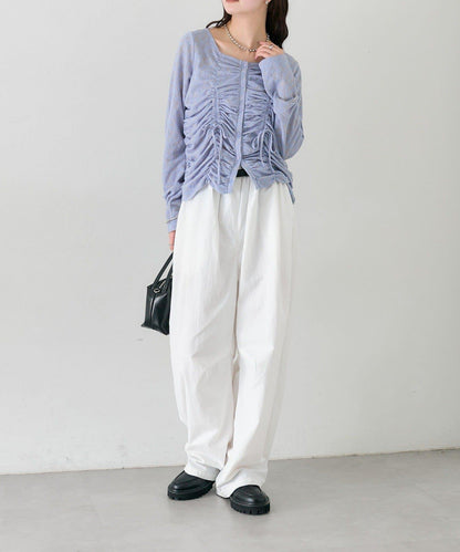 抽褶蕾絲 針織開衫