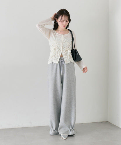 抽褶蕾絲 針織開衫