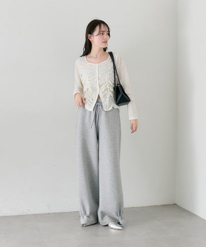 抽褶蕾絲 針織開衫