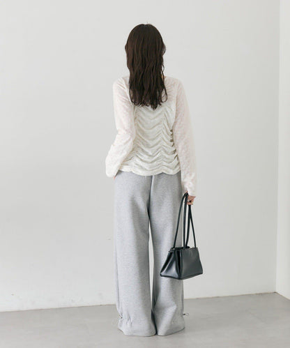 抽褶蕾絲 針織開衫