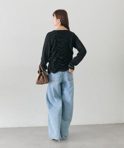 抽褶蕾絲 針織開衫