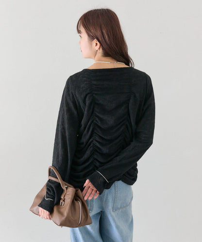 抽褶蕾絲 針織開衫