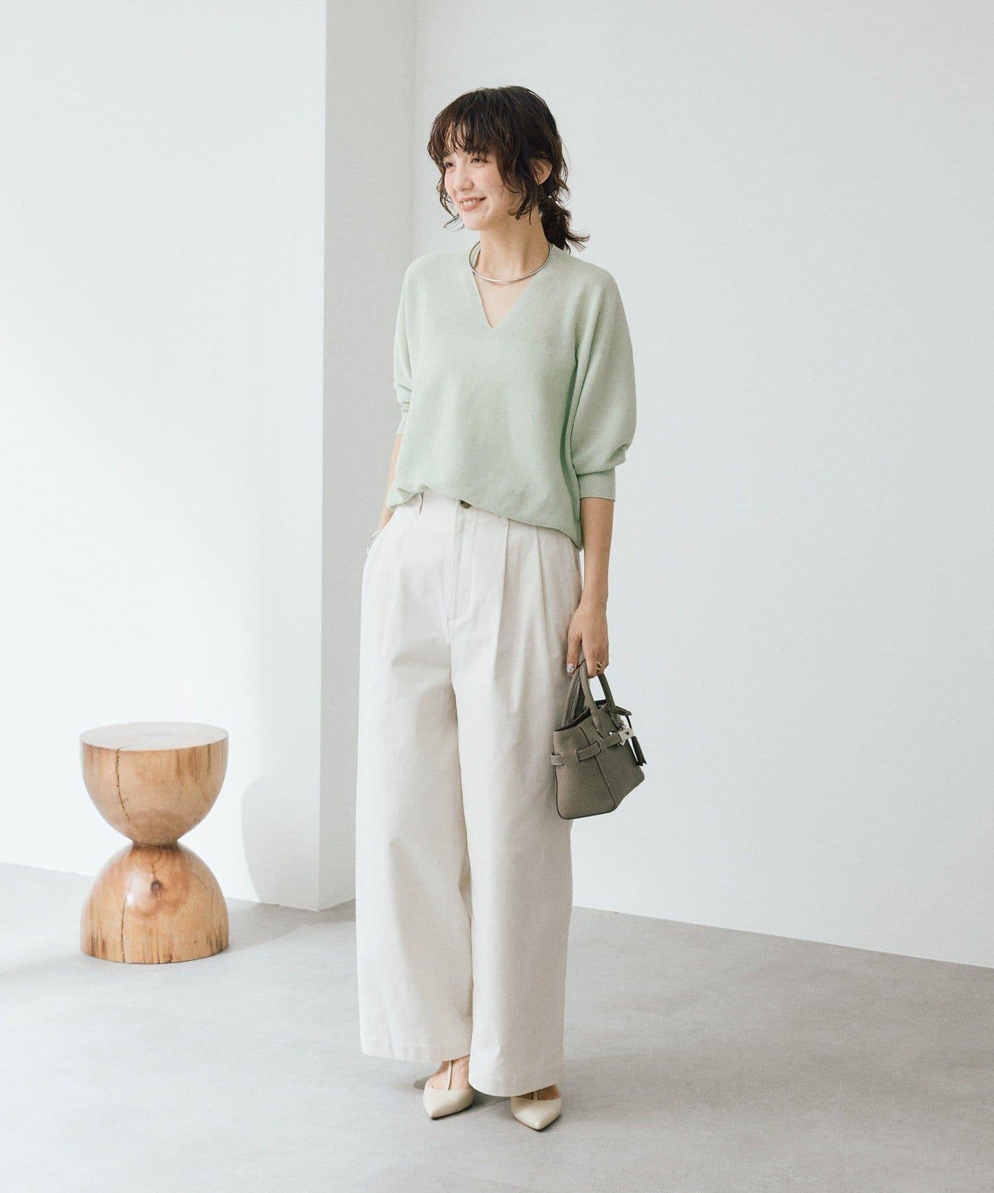 潮流風格 褶襉寬鬆 斜紋棉布 褲子