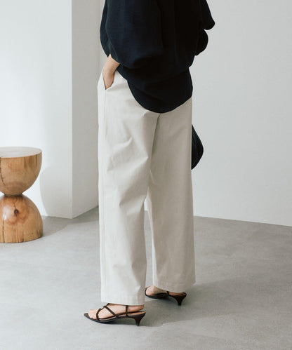 潮流風格 褶襉寬鬆 斜紋棉布 褲子