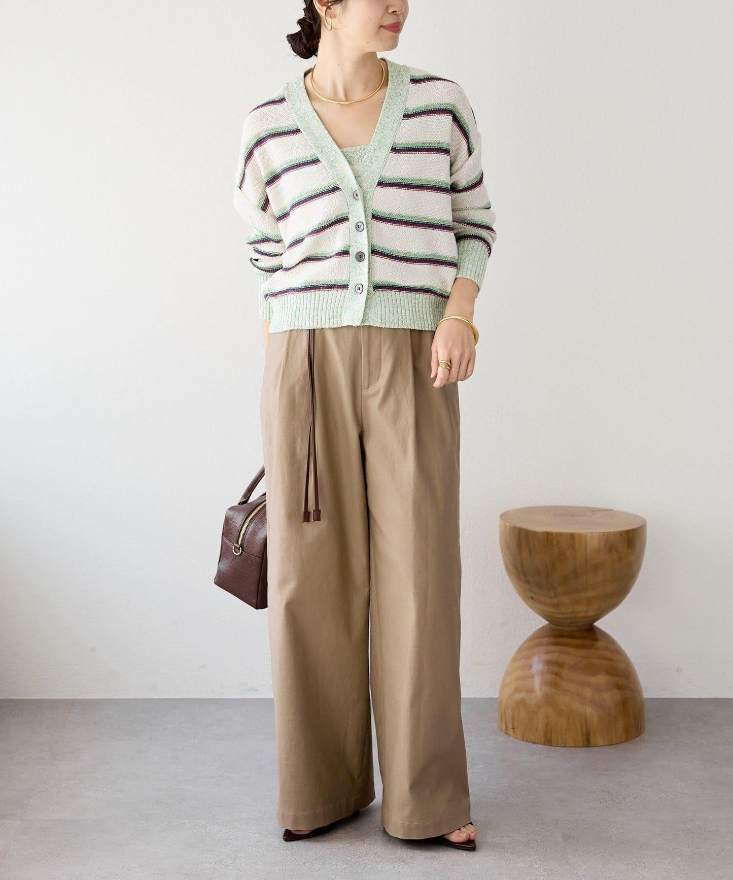 潮流風格 褶襉寬鬆 斜紋棉布 褲子