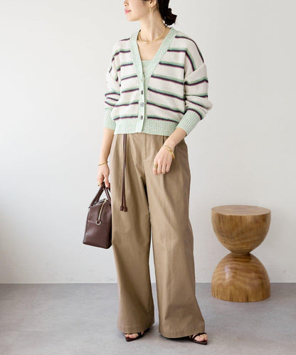 潮流風格 褶襉寬鬆 斜紋棉布 褲子