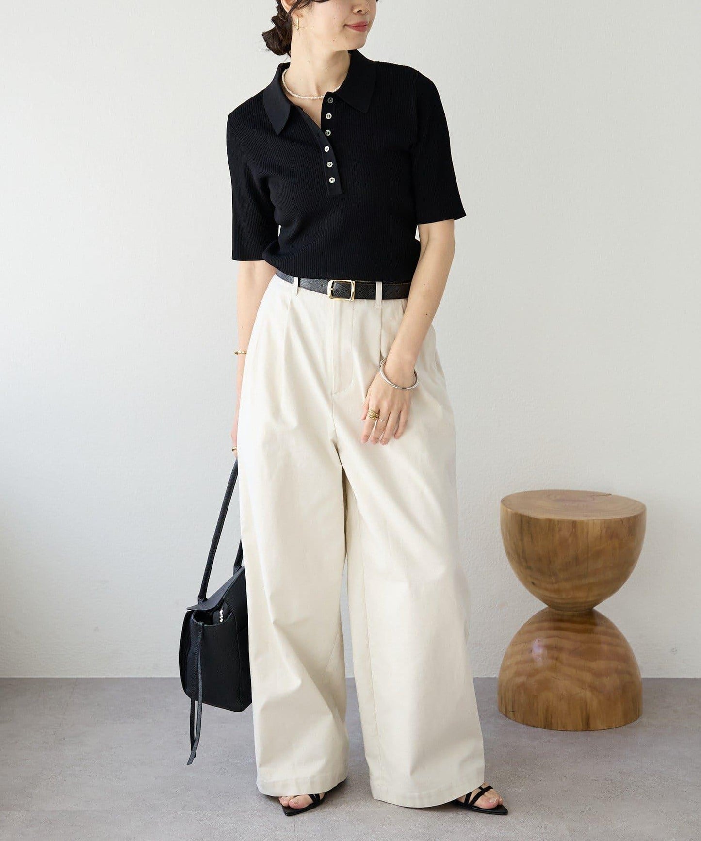 潮流風格 褶襉寬鬆 斜紋棉布 褲子