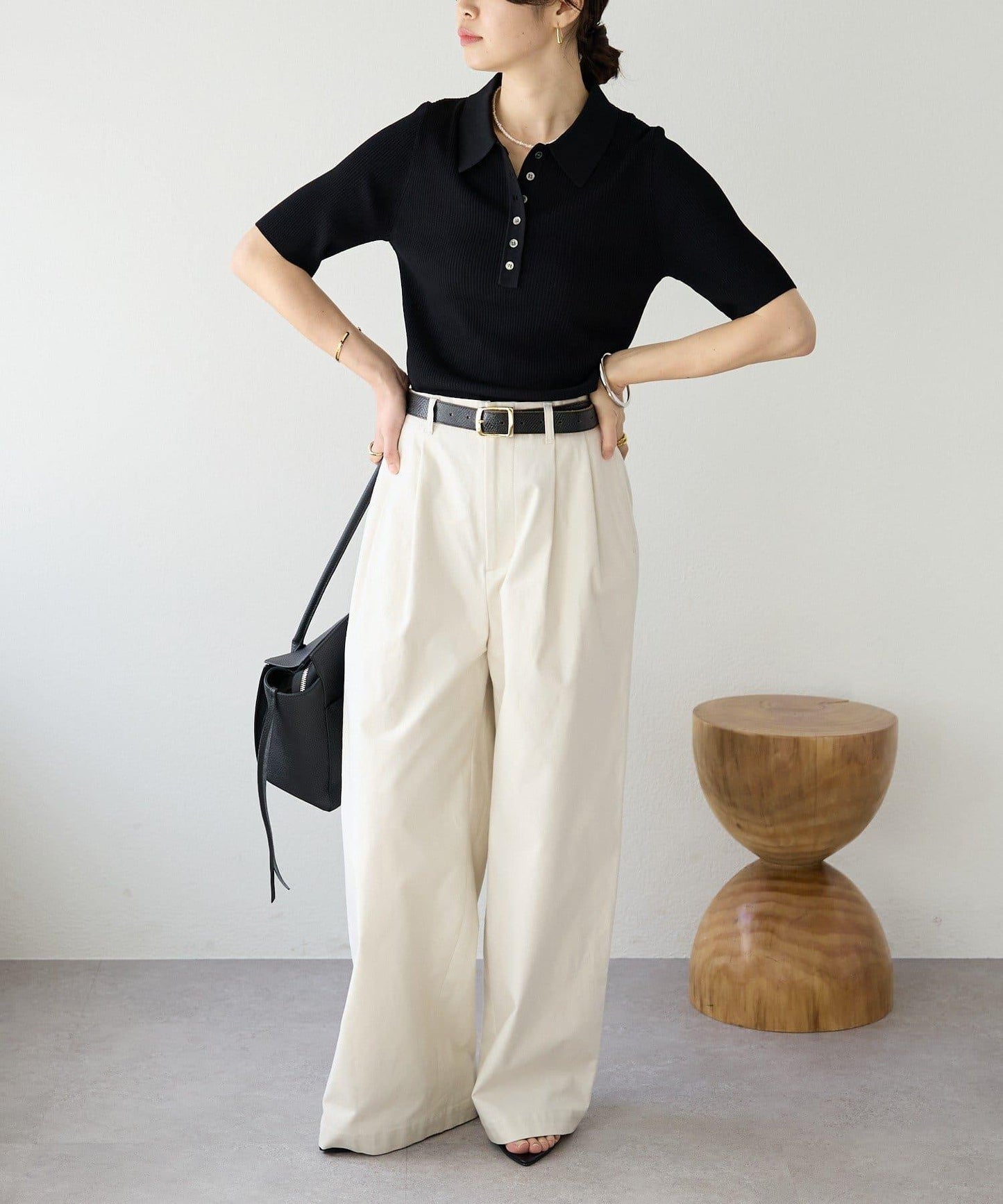 潮流風格 褶襉寬鬆 斜紋棉布 褲子