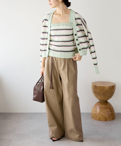 潮流風格 褶襉寬鬆 斜紋棉布 褲子