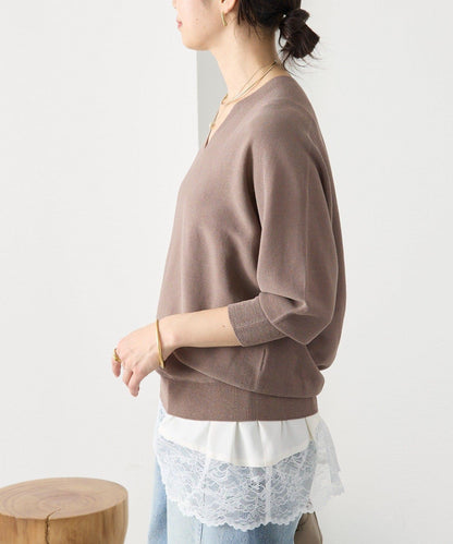 輕盈柔軟觸感 背部蓬鬆設計 輕質Gima針織 針織上衣