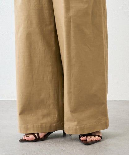 潮流風格 褶襉寬鬆 斜紋棉布 褲子