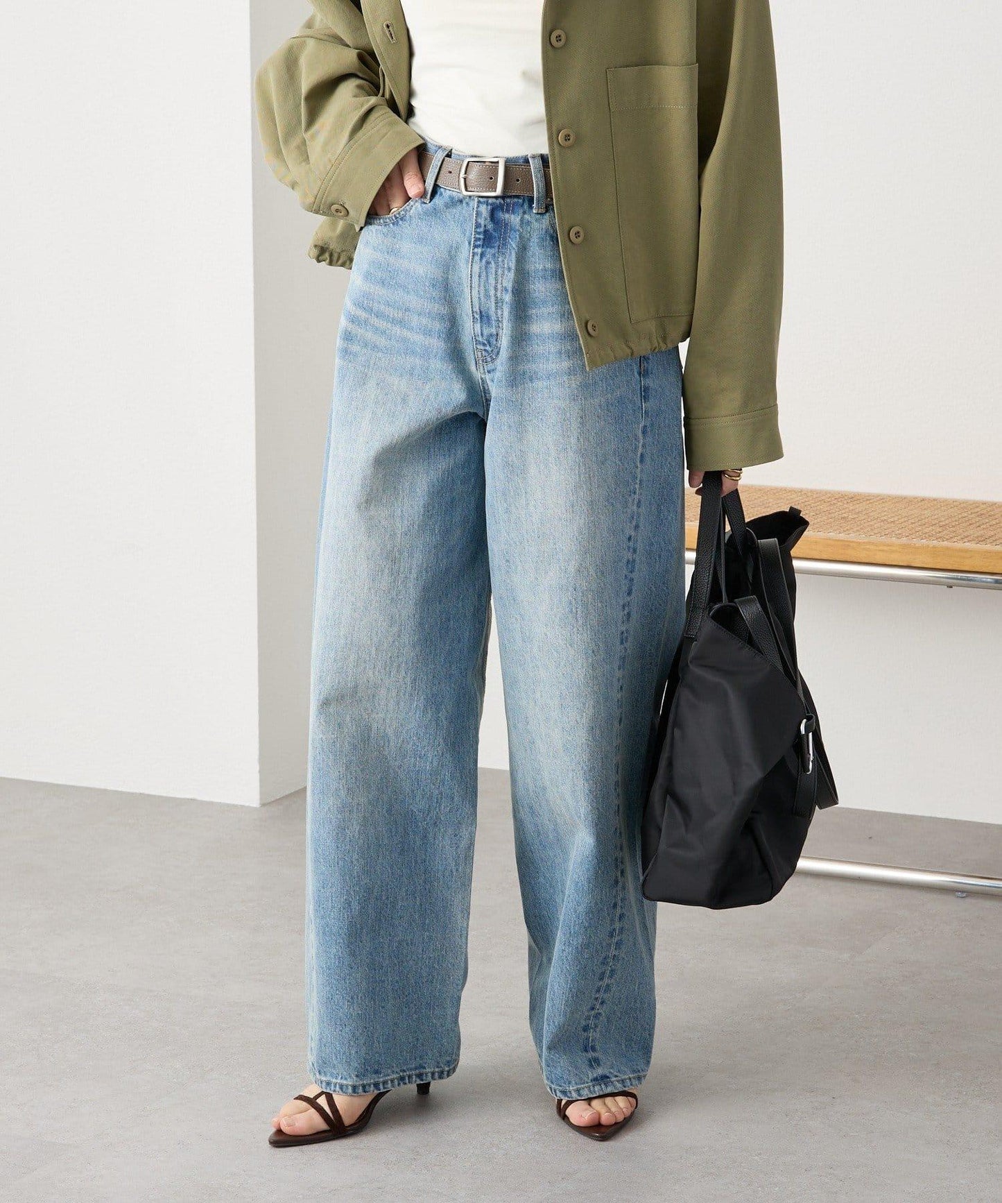 A・MONN(アモン) add 前中窄版設計 牛仔牛仔褲