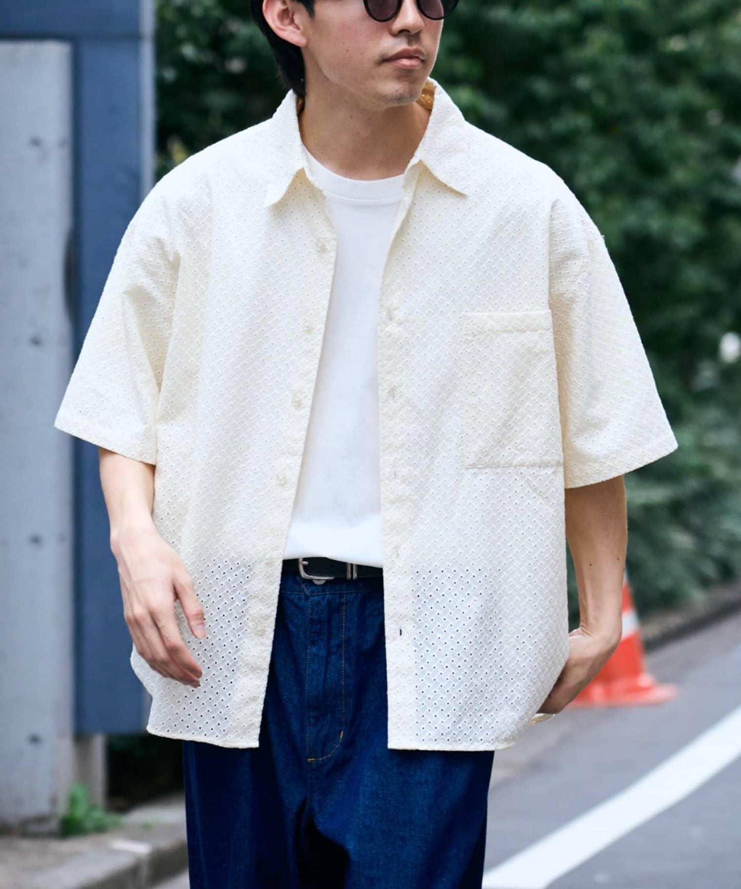 CIAOPANIC TYPY 中性提花刺繡蕾絲襯衫