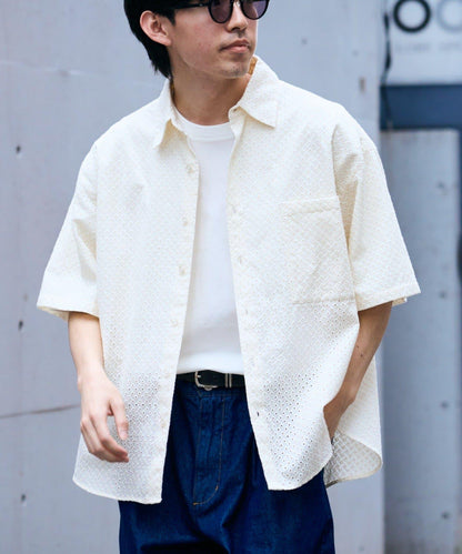 CIAOPANIC TYPY 中性提花刺繡蕾絲襯衫