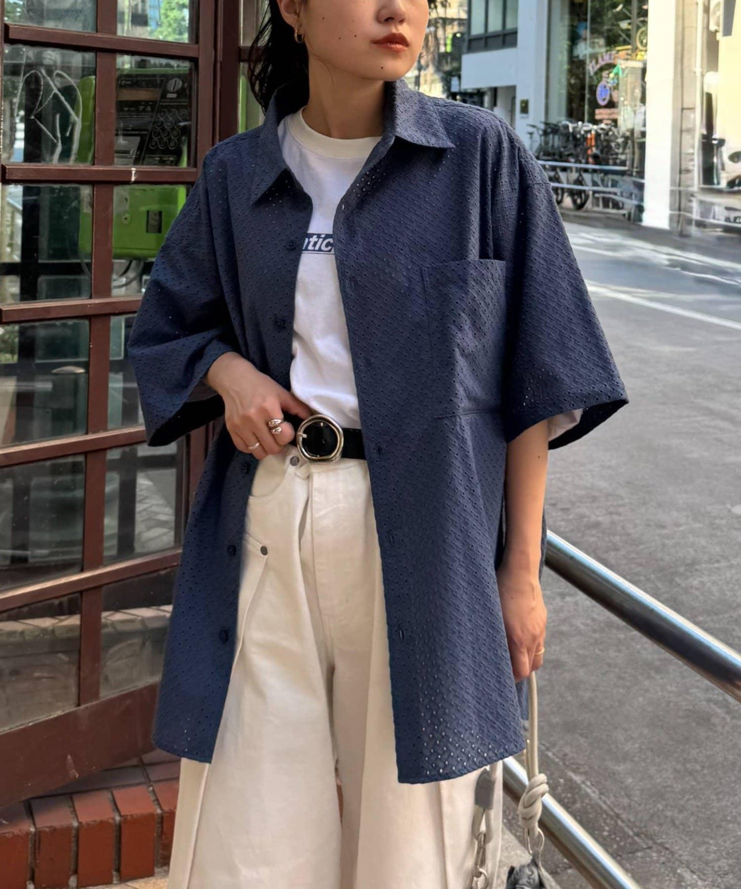 CIAOPANIC TYPY 中性提花刺繡蕾絲襯衫