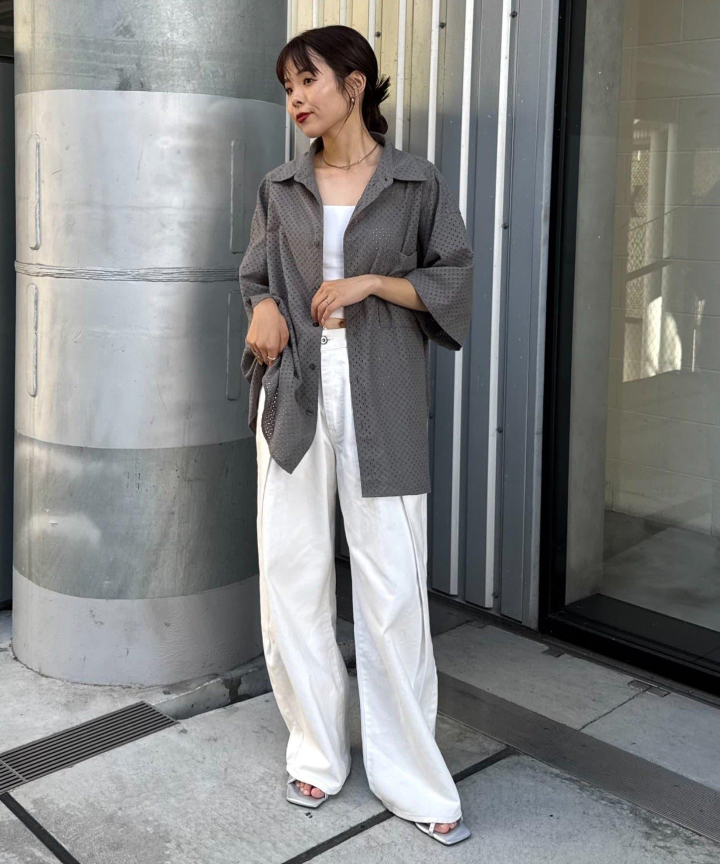 CIAOPANIC TYPY 中性提花刺繡蕾絲襯衫