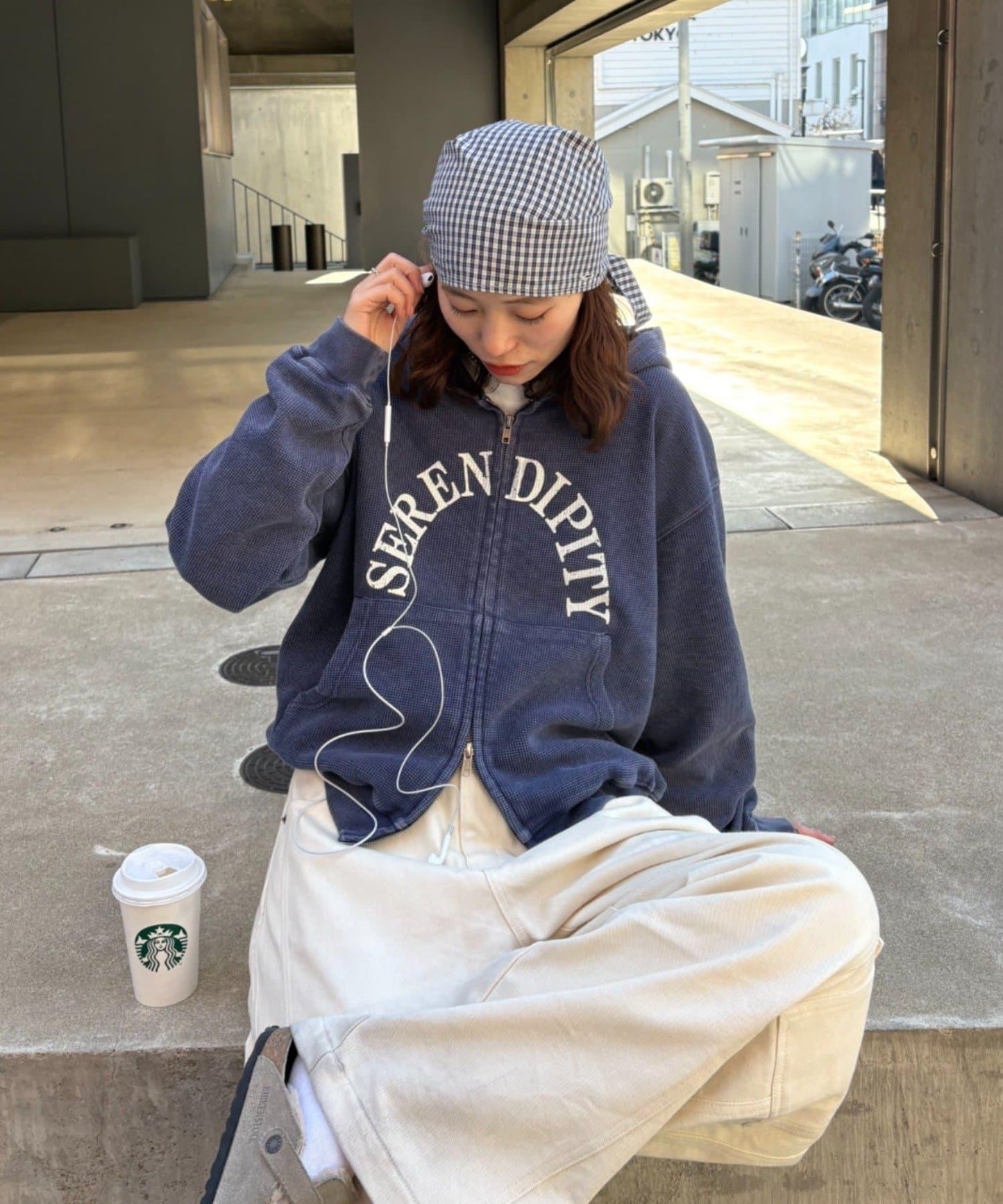 男女同款 華夫格紋 拉鍊設計 連帽衛衣