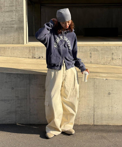 男女同款 華夫格紋 拉鍊設計 連帽衛衣