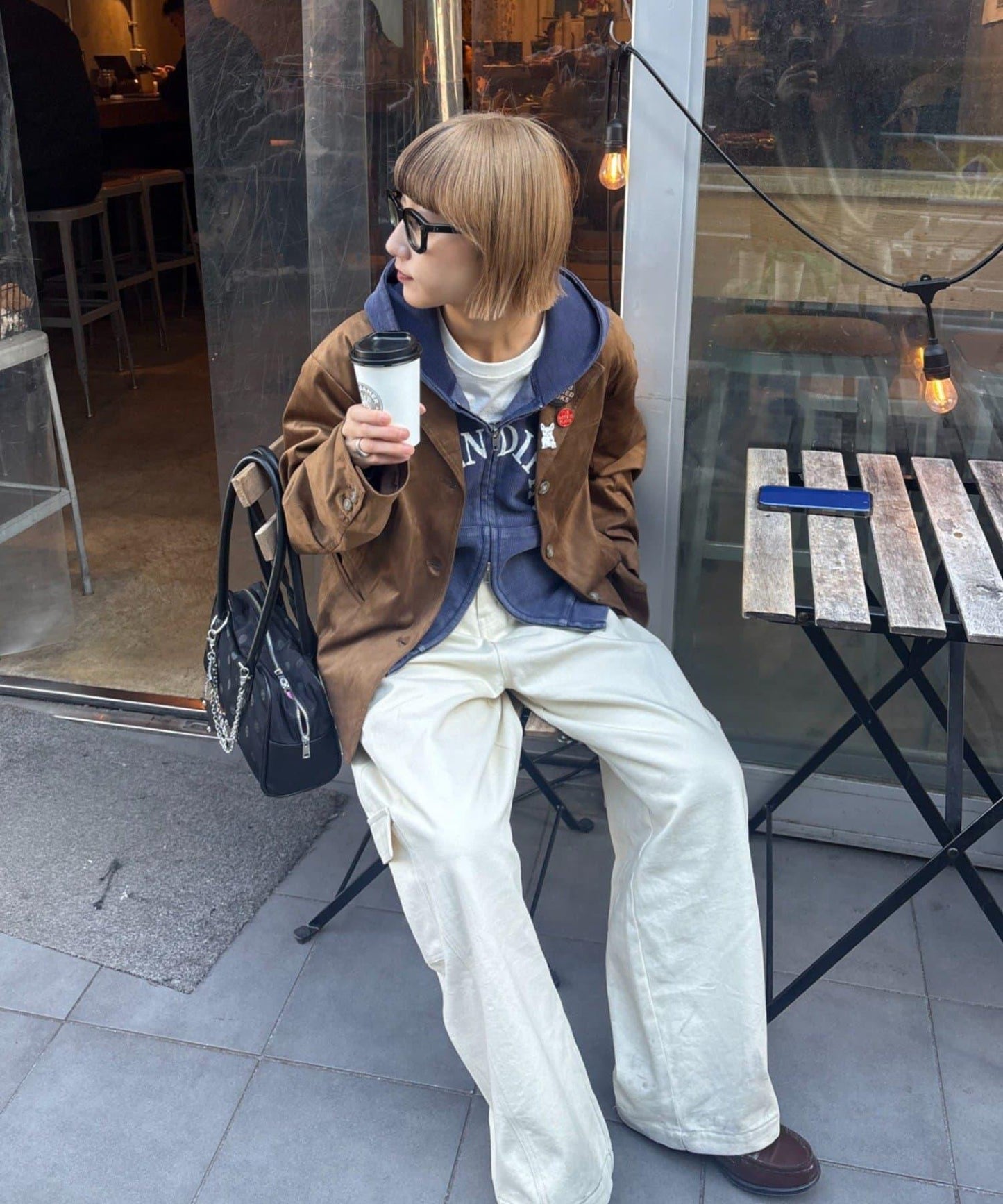 男女同款 華夫格紋 拉鍊設計 連帽衛衣