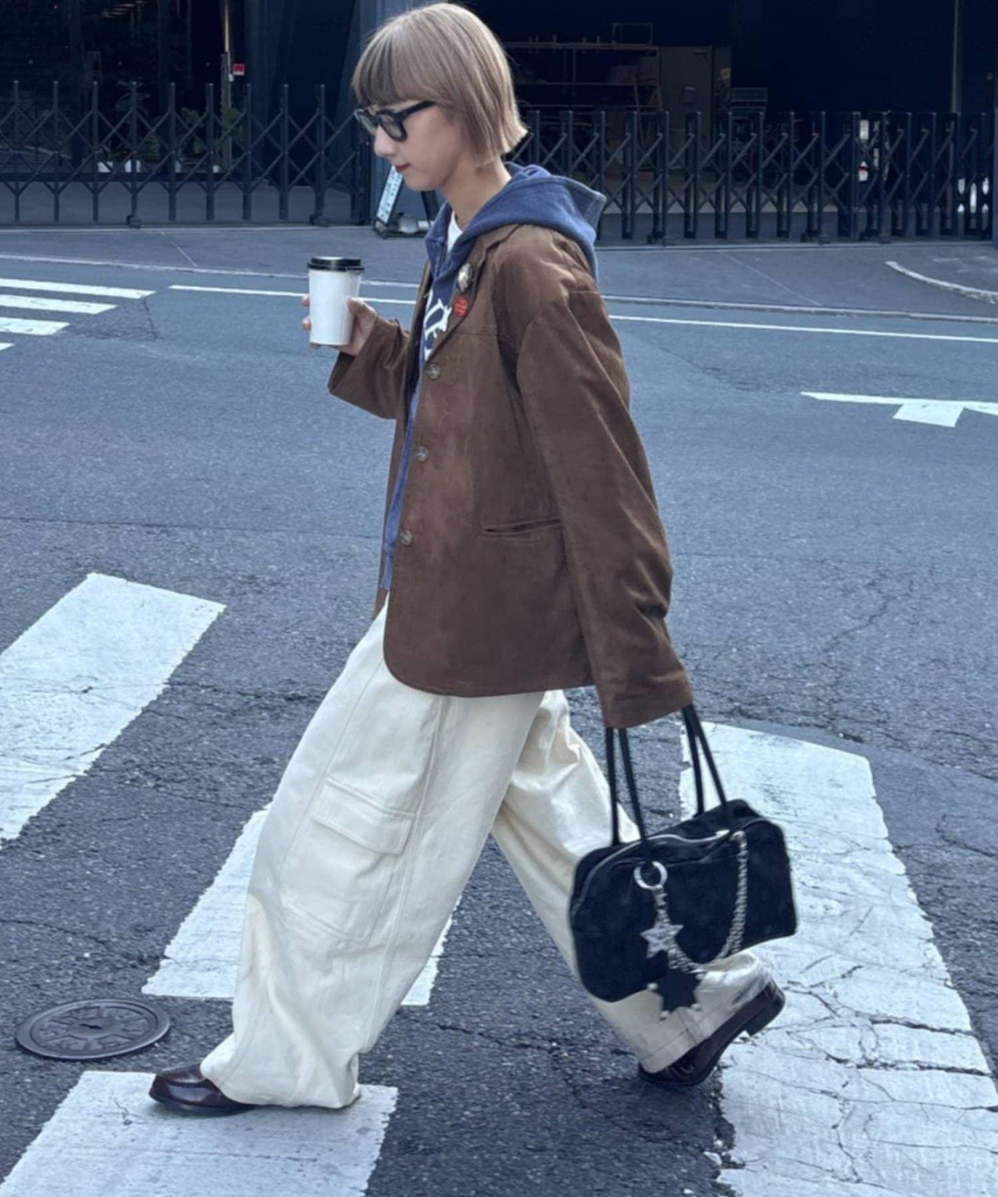 男女同款 華夫格紋 拉鍊設計 連帽衛衣