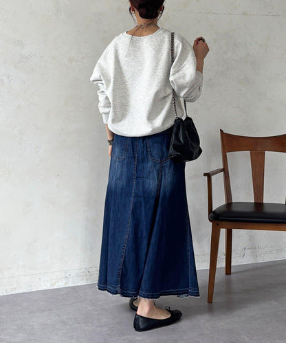 喇叭版型 彈力牛仔半身裙