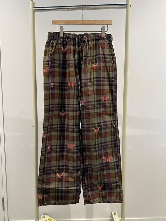 Needles String Easy Pant Embroidered Madras Plaid 馬德拉斯格紋刺繡抽繩休閒褲
