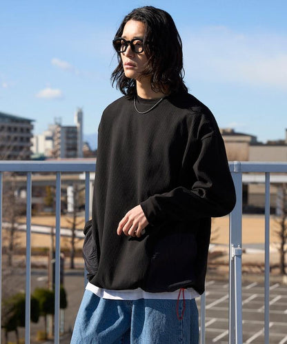 側袋 抽繩 科技保暖 圓領上衣