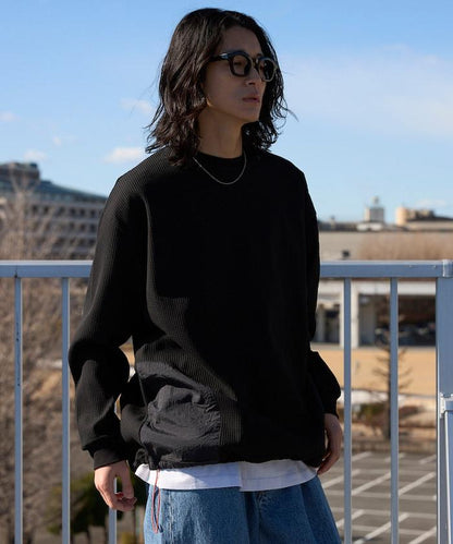 側袋 抽繩 科技保暖 圓領上衣