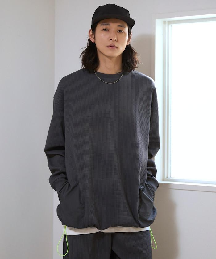 側袋 抽繩 科技保暖 圓領上衣